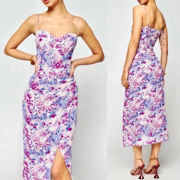 🌺🎉HP🎉🌺 NWT Reformation Kourtney Dress Morning Dew